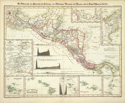 Map of Central America, the Galapagos, and Hawaii by Heinrich Berghaus